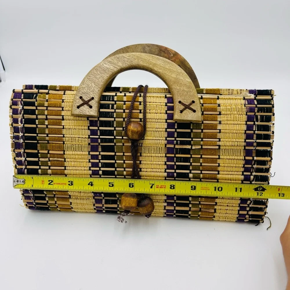 Love Stitch Wood Bamboo Small Medium Hand Bag